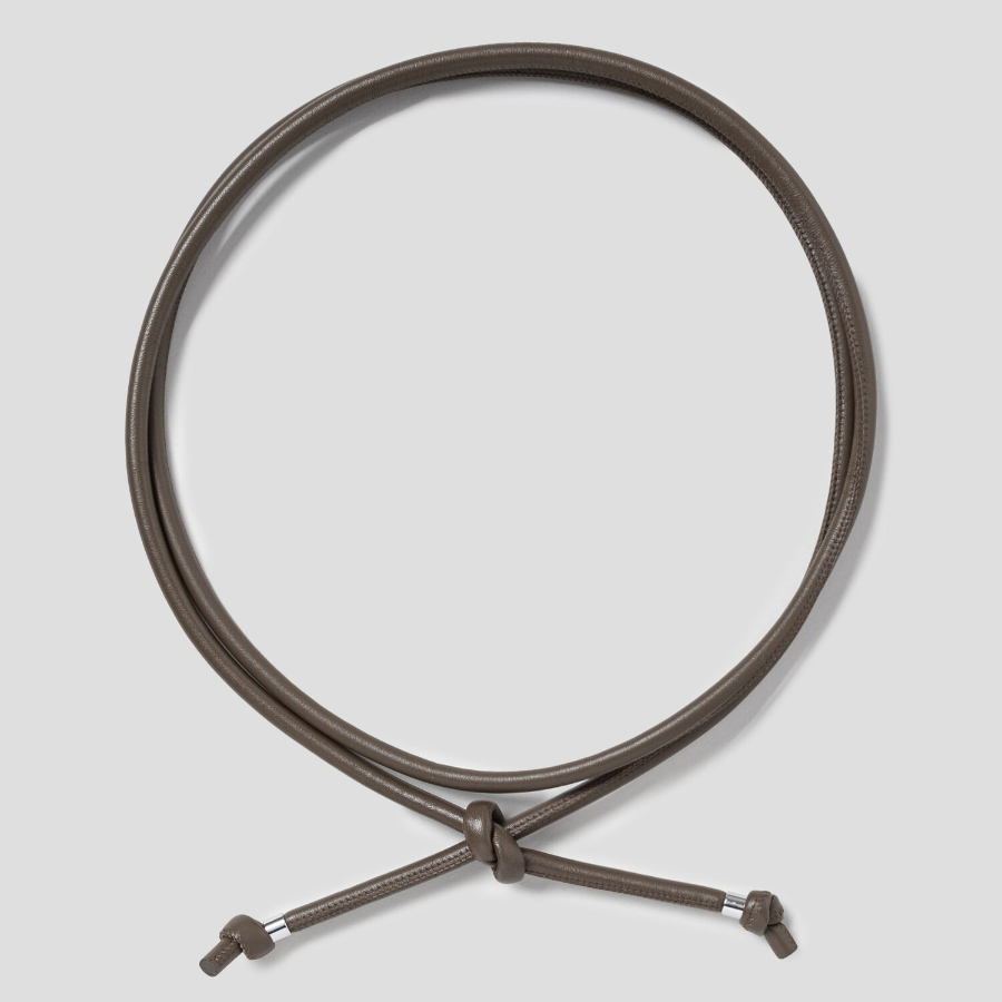 Theory Women Smooth Cow Tie Belt - Dark Olive