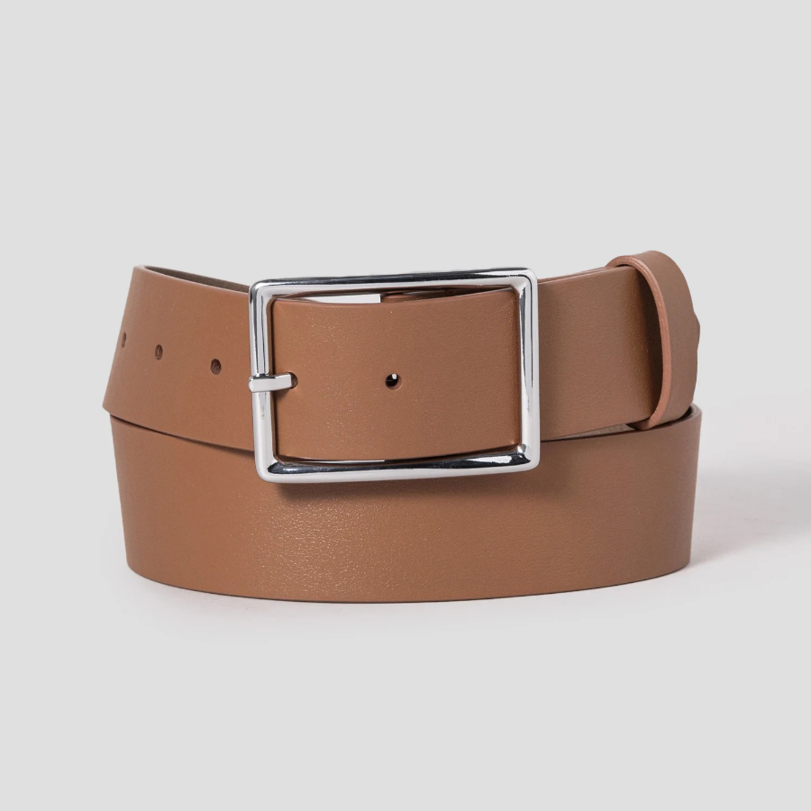 Theory Women Smooth Cow Center Bar Belt - Tan