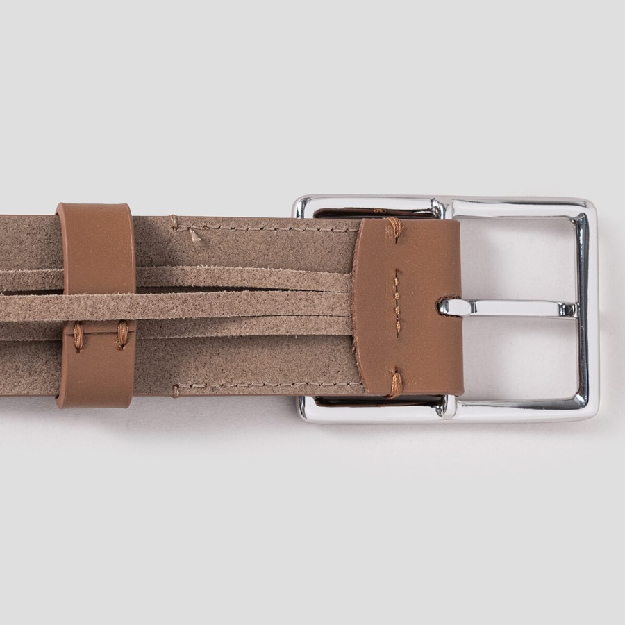 Theory Women Smooth Cow Center Bar Belt - Tan