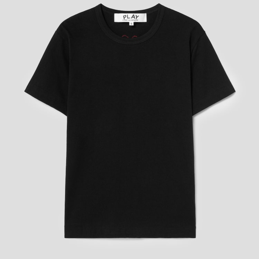 PLAY COMME des GARÇONS (Unisex) Red Heart Back Wappen T-Shirt – Black