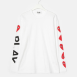 PLAY COMME des GARÇONS (Unisex) 4 Heart Long Sleeve T-Shirt – White