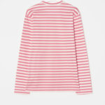 PLAY COMME des GARÇONS (Unisex) Red Heart Wappen Striped T-Shirt – Pink/White