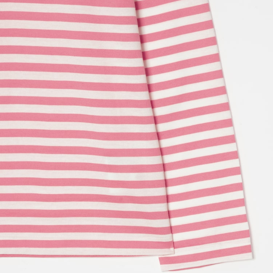 PLAY COMME des GARÇONS (Unisex) Red Heart Wappen Striped T-Shirt – Pink/White