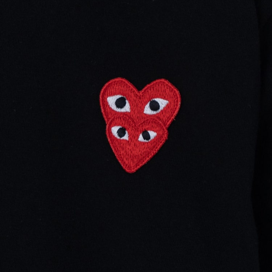 PLAY COMME des GARÇONS Double Red Wappen Long Sleeve T-Shirt – Black