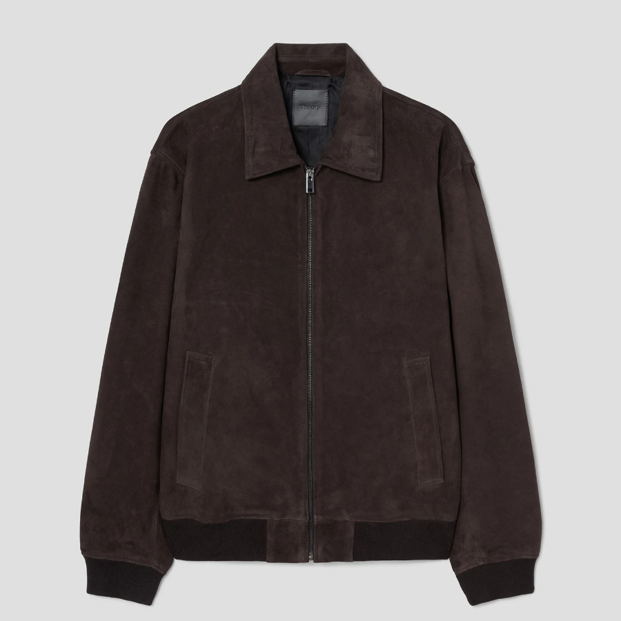 Theory Men Reece Wyatt Leather Jacket - Dark Mocha