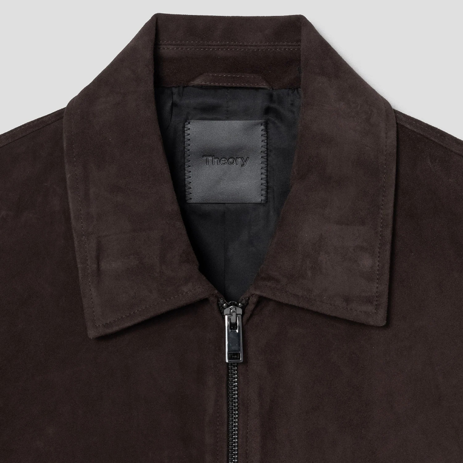 Theory Men Reece Wyatt Leather Jacket - Dark Mocha