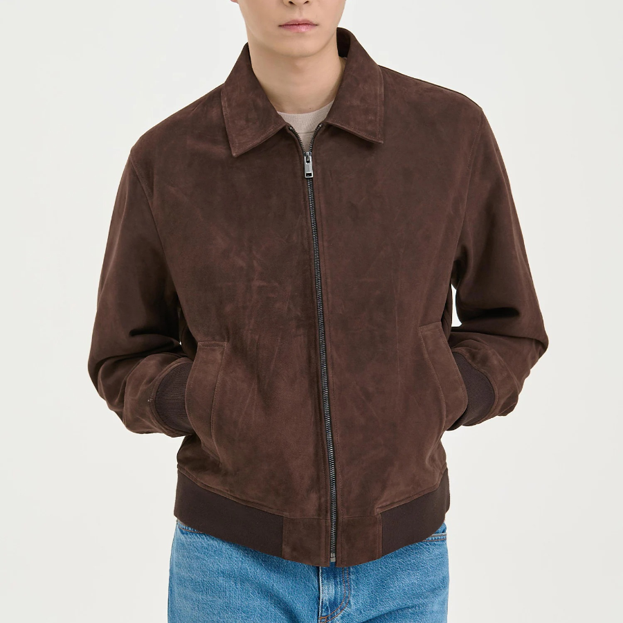 Theory Men Reece Wyatt Leather Jacket - Dark Mocha