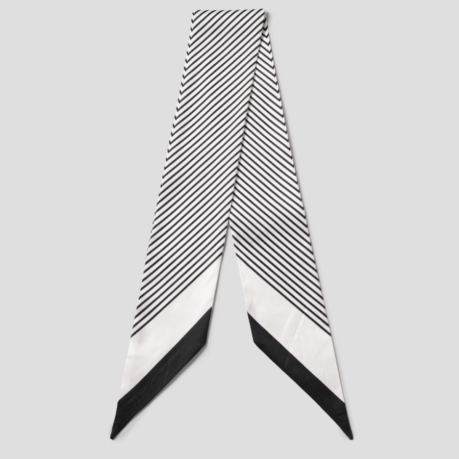 8 seconds Silky Stripe Scarf - Ivory