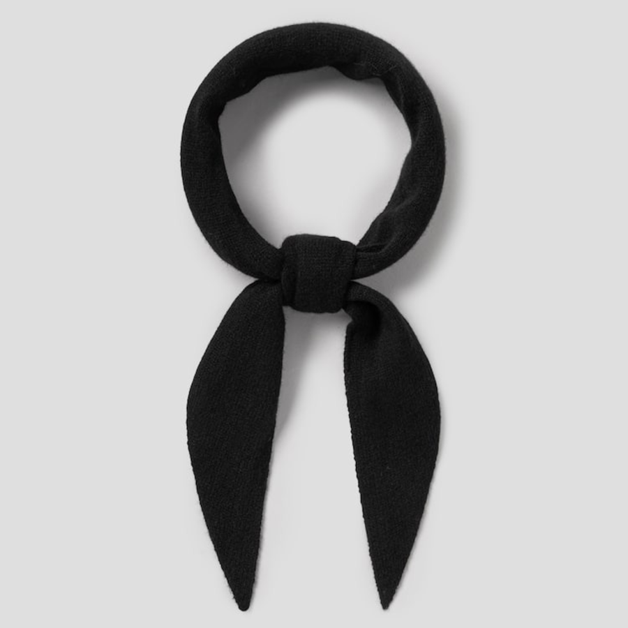 8 seconds Wool Knit Mini Triangle Muffler - Black
