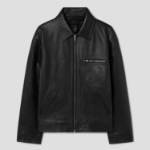 Theory Men Grain Leather Workwear Jacket — Black