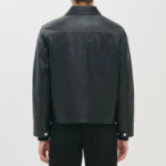 Theory Men Grain Leather Workwear Jacket — Black