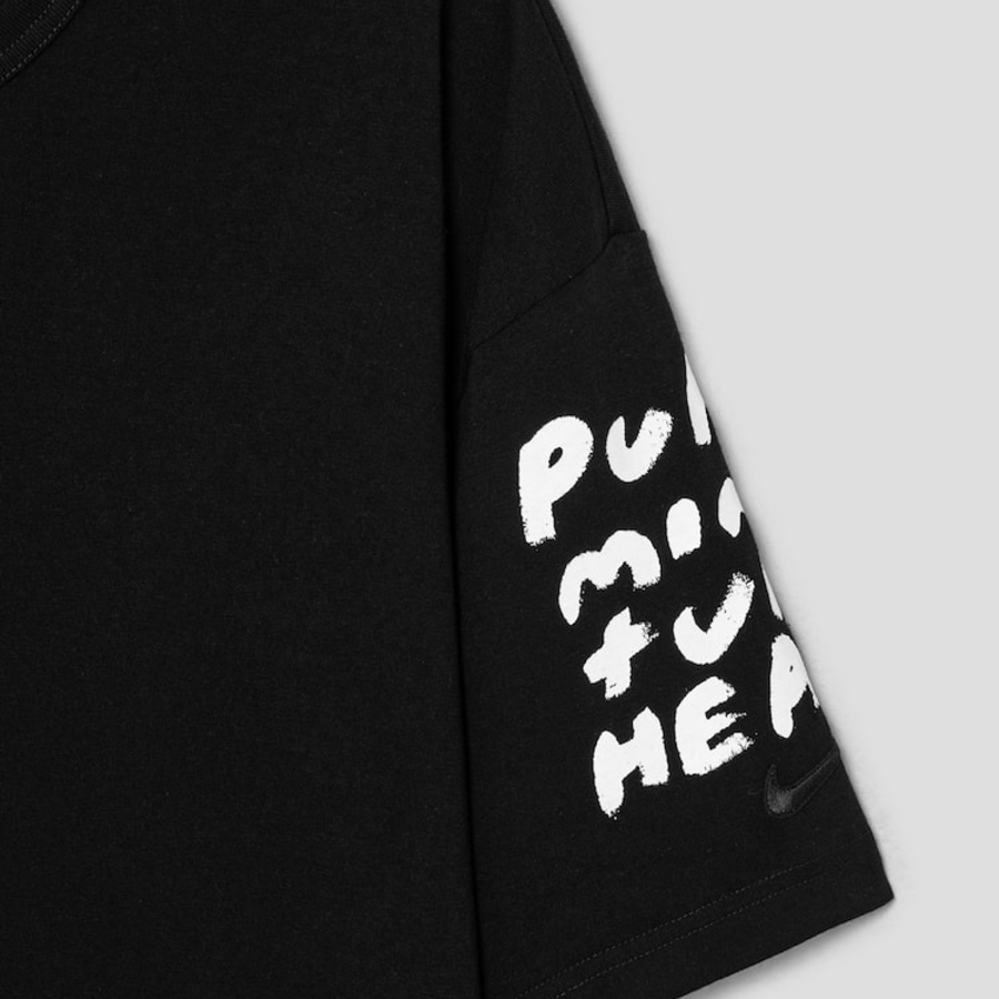 COMME des GARÇONS BLACK Cotton Jersey Nike Patch Massage Print T-Shirt – Black