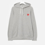 PLAY COMME des GARÇONS Red Heart Wappen Hoodie – Grey