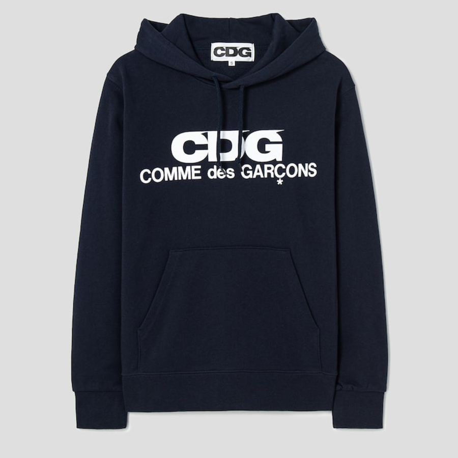 CDGCDGCDG Logo Printed Hoodie – Navy