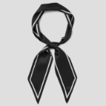 8 seconds Silky Skinny Border Scarf - Black