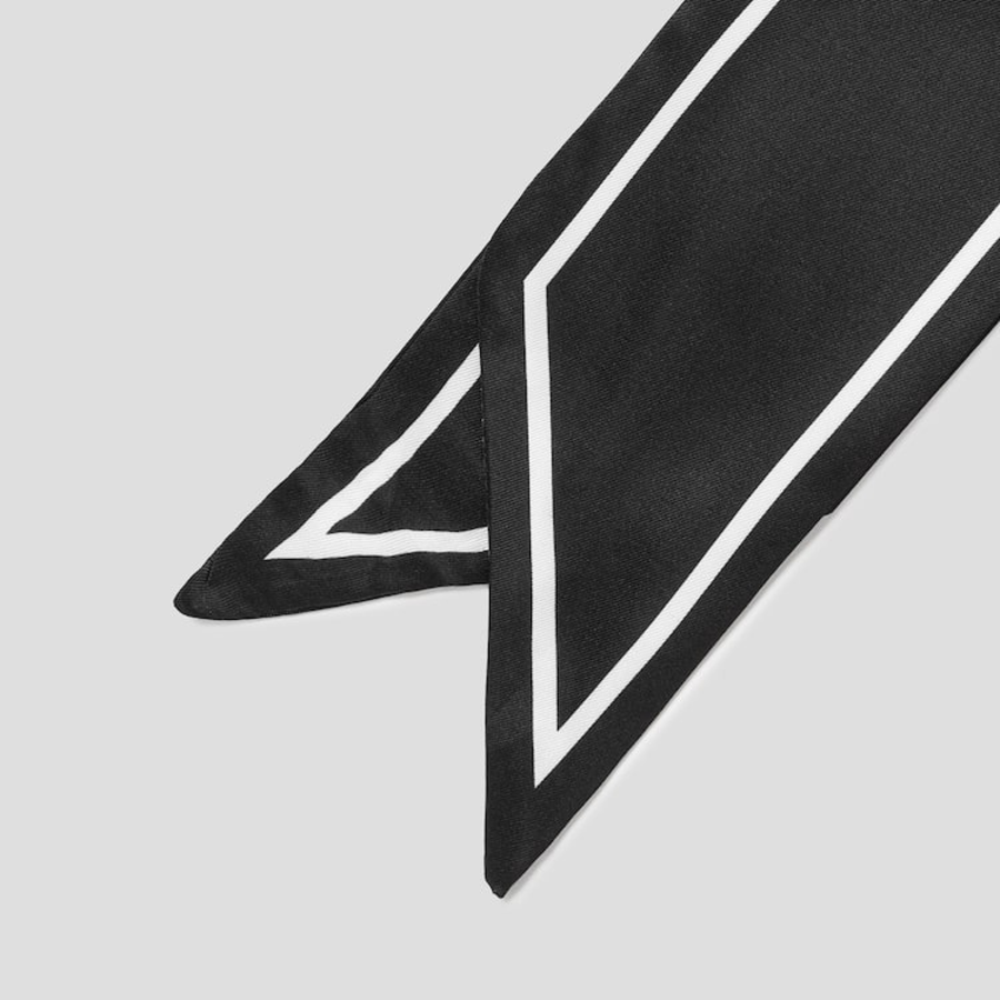 8 seconds Silky Skinny Border Scarf - Black