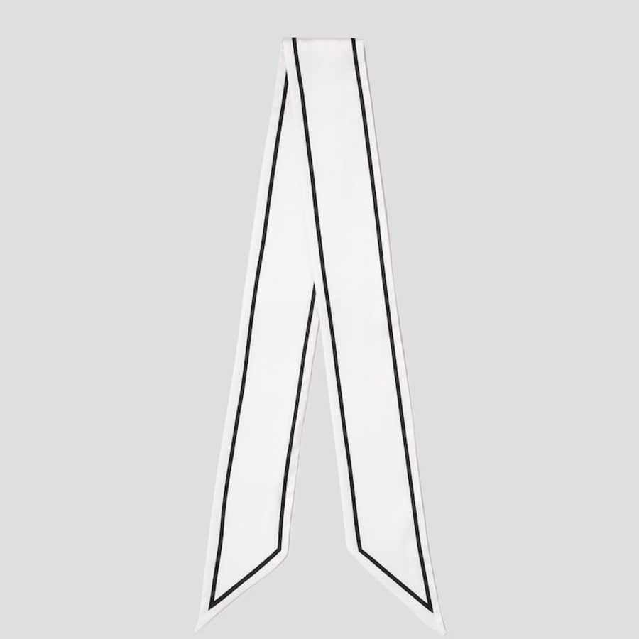 8 seconds Silky Skinny Border Scarf - Ivory