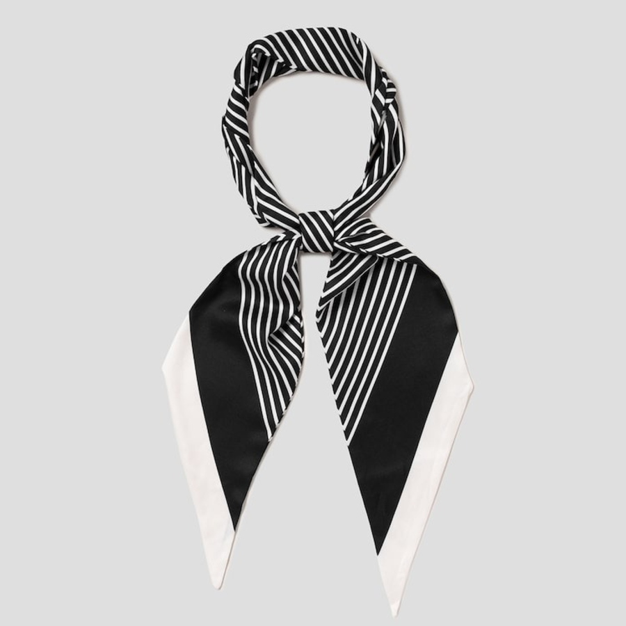 8 seconds Silky Stripe Scarf - Black