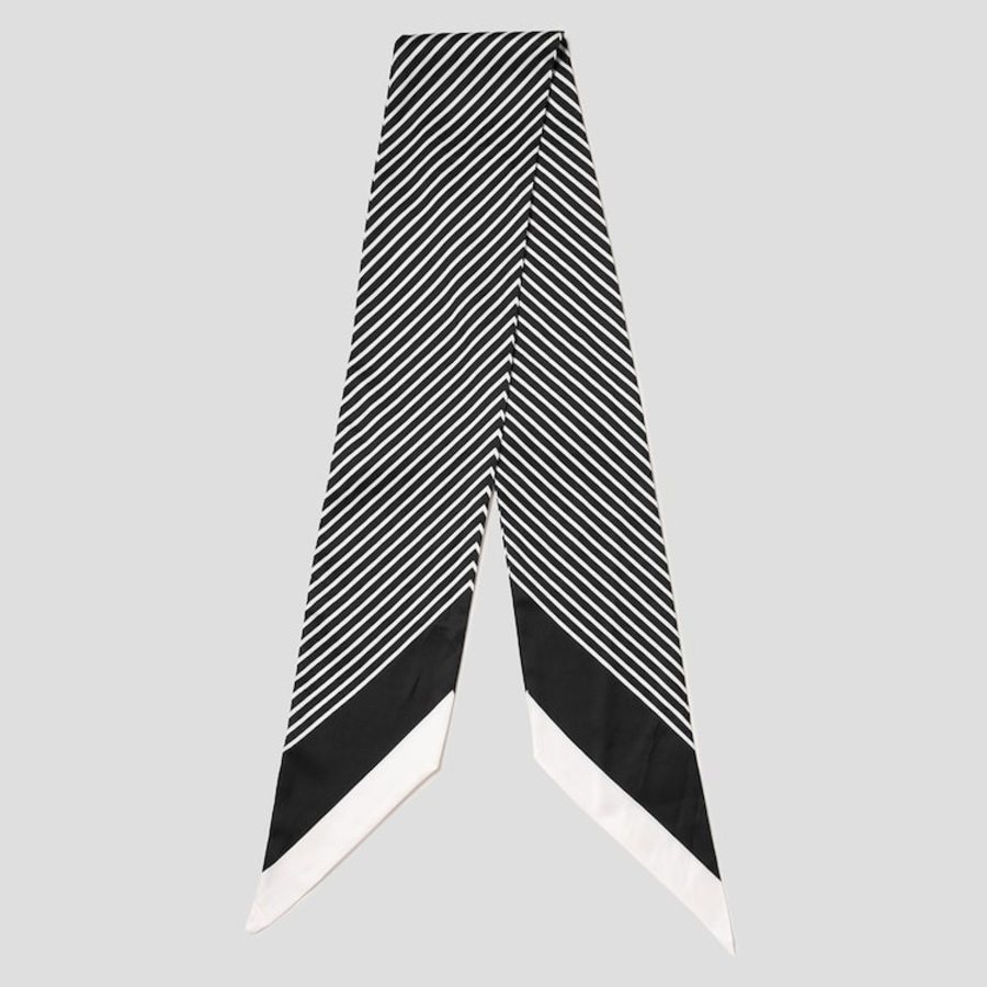 8 seconds Silky Stripe Scarf - Black