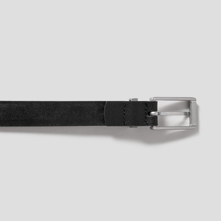 8 seconds 20mm Square Silver Tip Real Leather Belt - Black