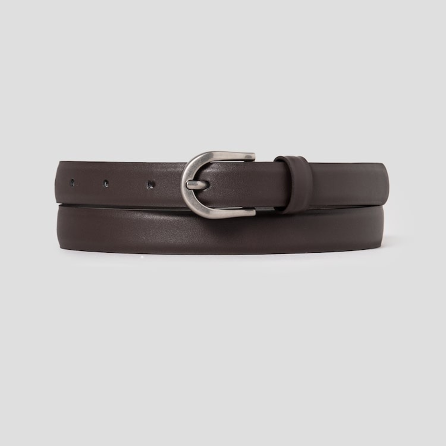 8 seconds 20mm Round Buckle Real Leather Belt - Brown