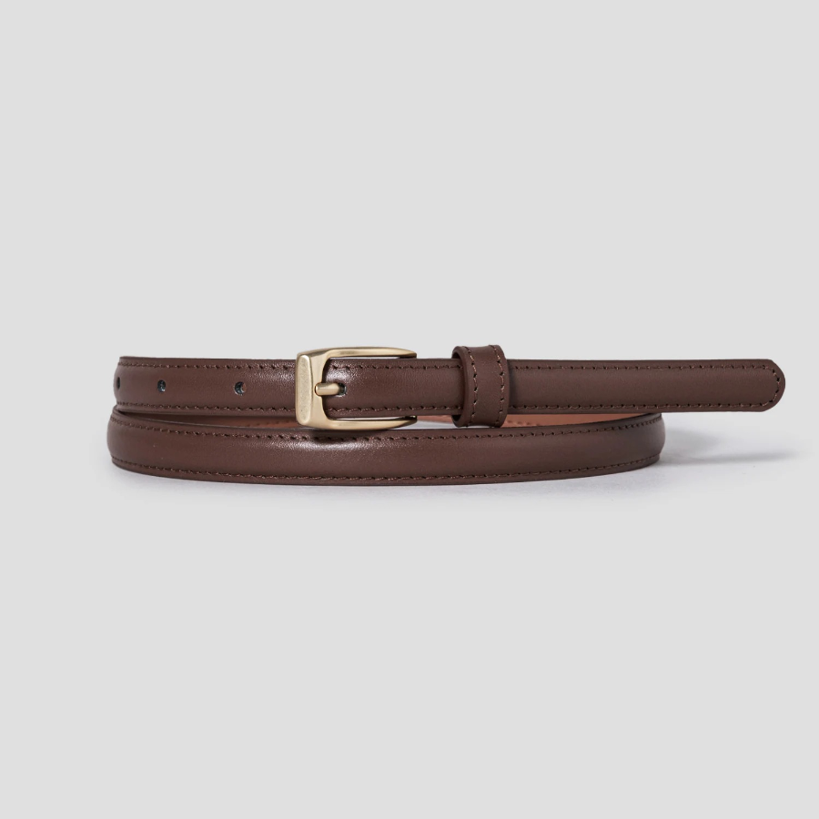 8 seconds 15mm Square Buckle Real Leather Belt - Brown