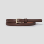 8 seconds 15mm Square Buckle Real Leather Belt - Brown