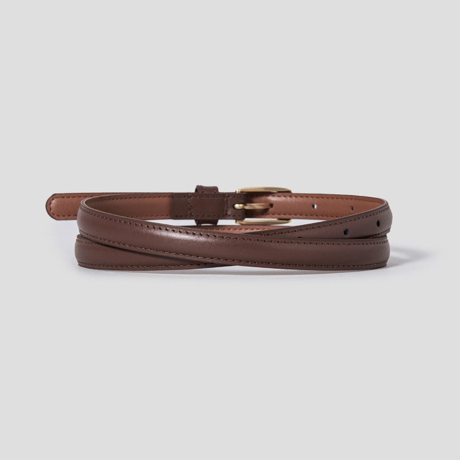 8 seconds 15mm Square Buckle Real Leather Belt - Brown