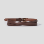 8 seconds 15mm Square Buckle Real Leather Belt - Brown