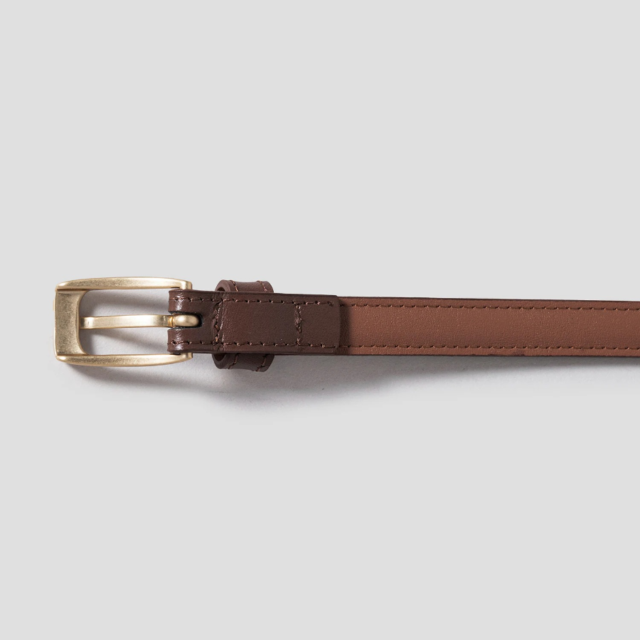 8 seconds 15mm Square Buckle Real Leather Belt - Brown