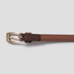 8 seconds 15mm Square Buckle Real Leather Belt - Brown