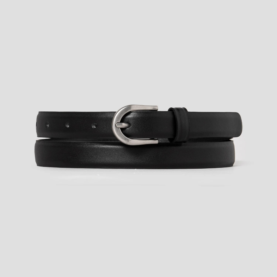 8 seconds 20mm Round Buckle Leather Belt - Black