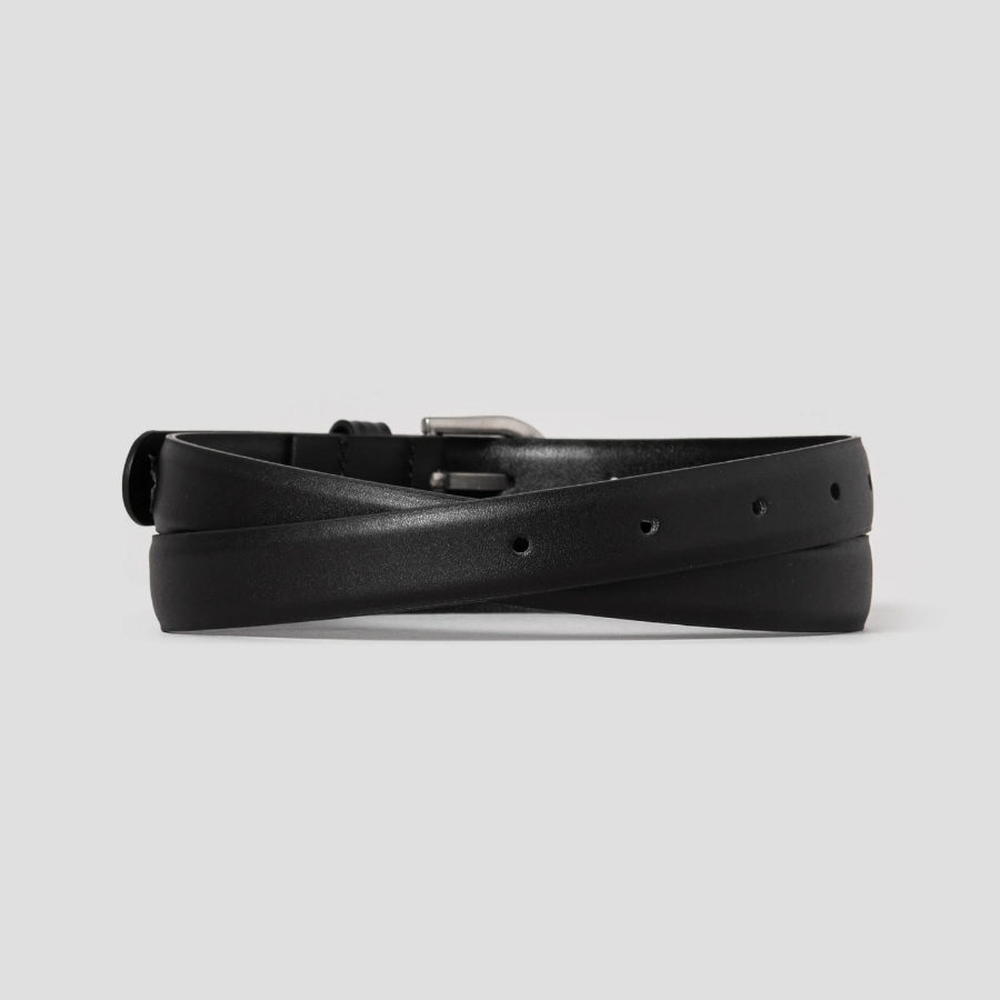 8 seconds 20mm Round Buckle Leather Belt - Black