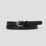 8 seconds 20mm Round Buckle Belt [Real Leather] - Black