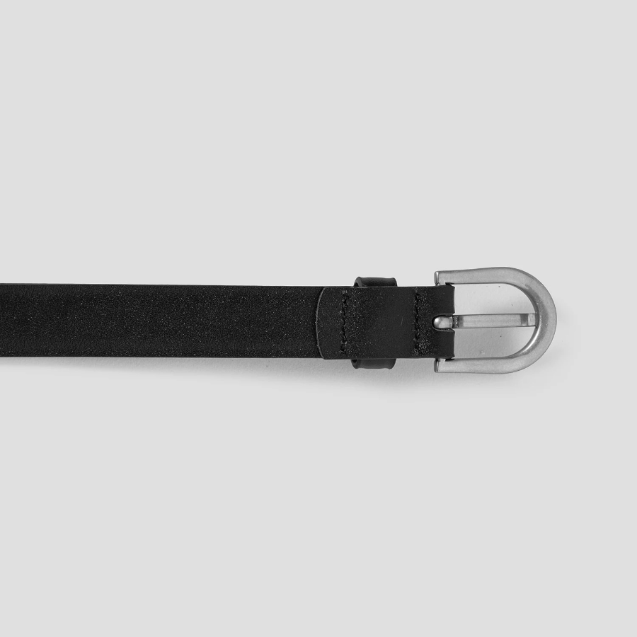 8 seconds 20mm Round Buckle Belt [Real Leather] - Black