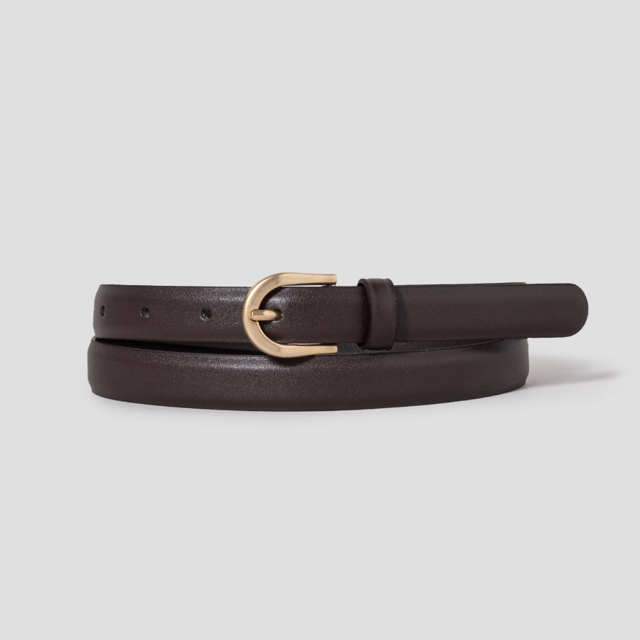 8 seconds 20mm Round Buckle Belt [Real Leather] - Brown