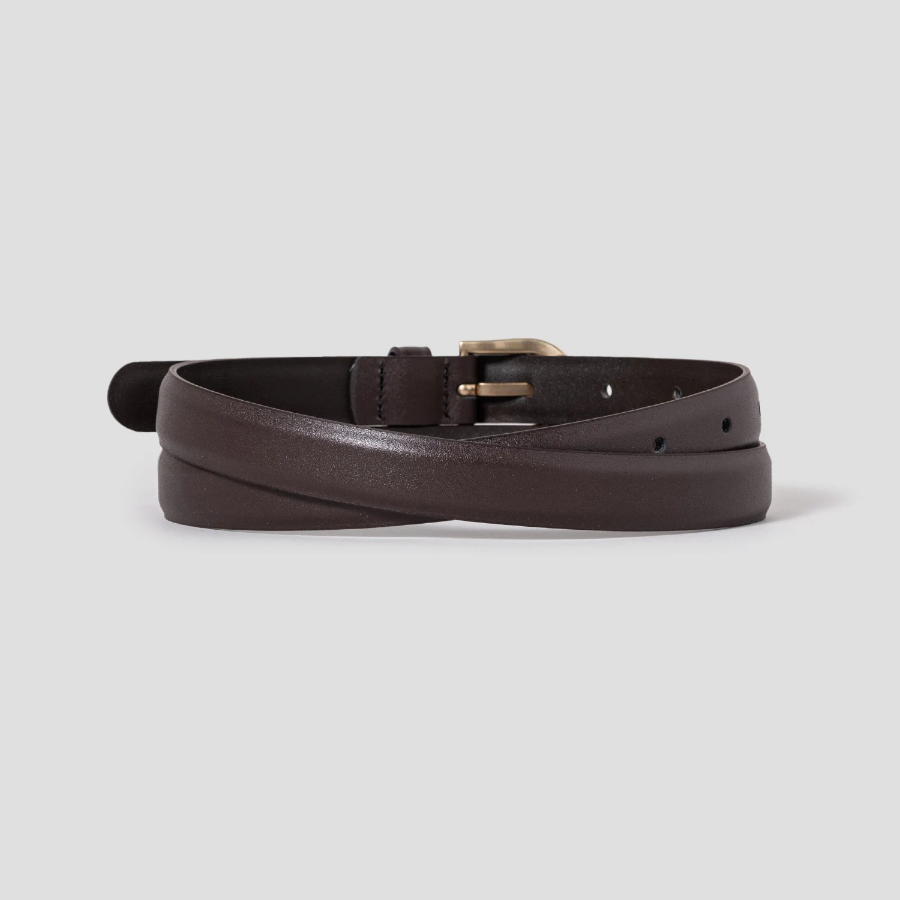 8 seconds 20mm Round Buckle Belt [Real Leather] - Brown
