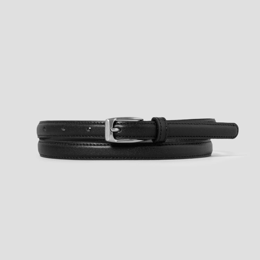 8 seconds 15mm Square Buckle Real Leather Belt - Black