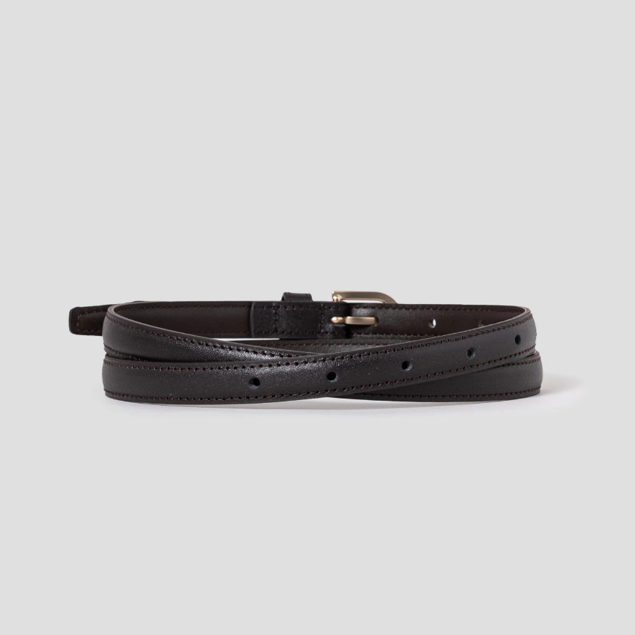 8 seconds [Real Leather] 15mm Round Buckle Belt - Brown