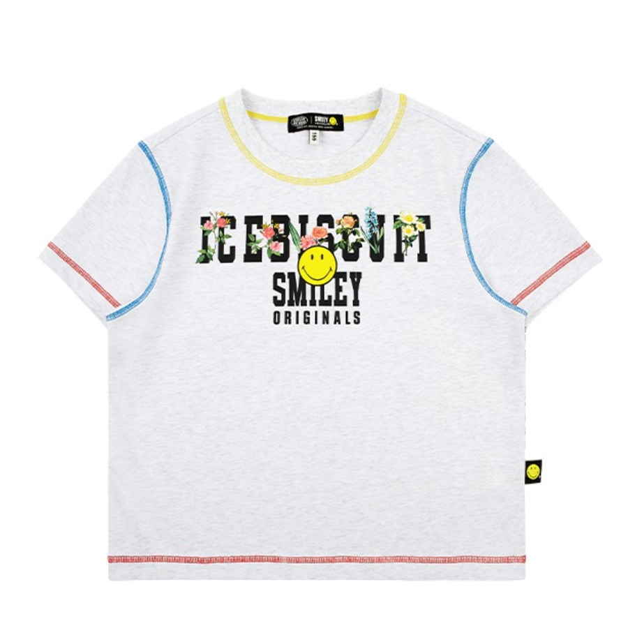 ICEBISCUIT [Junior] Smiley Originals® Flower Crop T-Shirt_IB52TR762