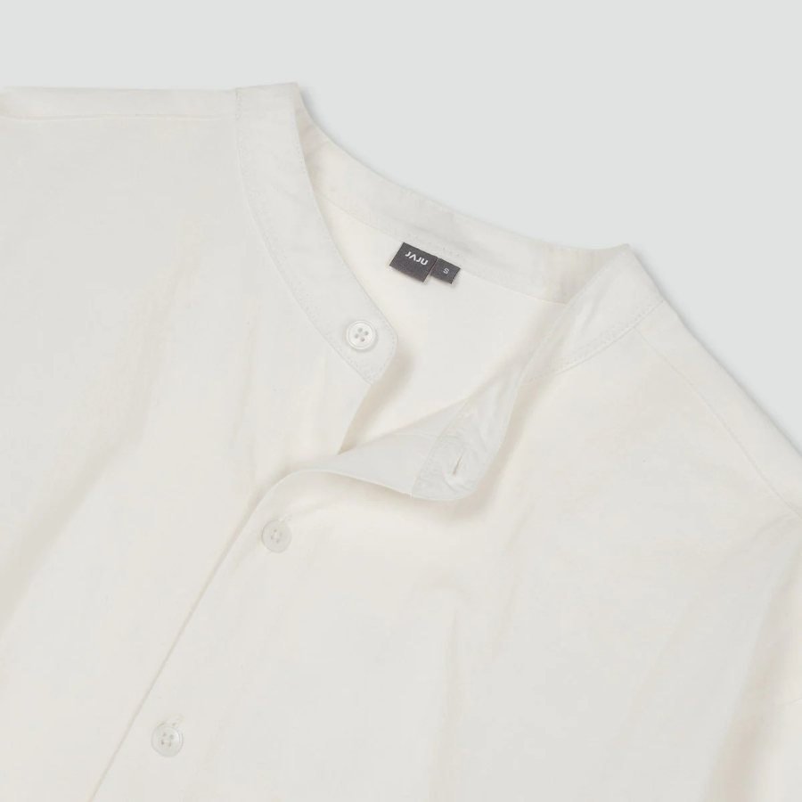 JAJU Henley Neck Shirt – Ivory