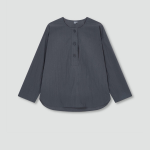 JAJU Crisp No-Collar Shirt – Charcoal