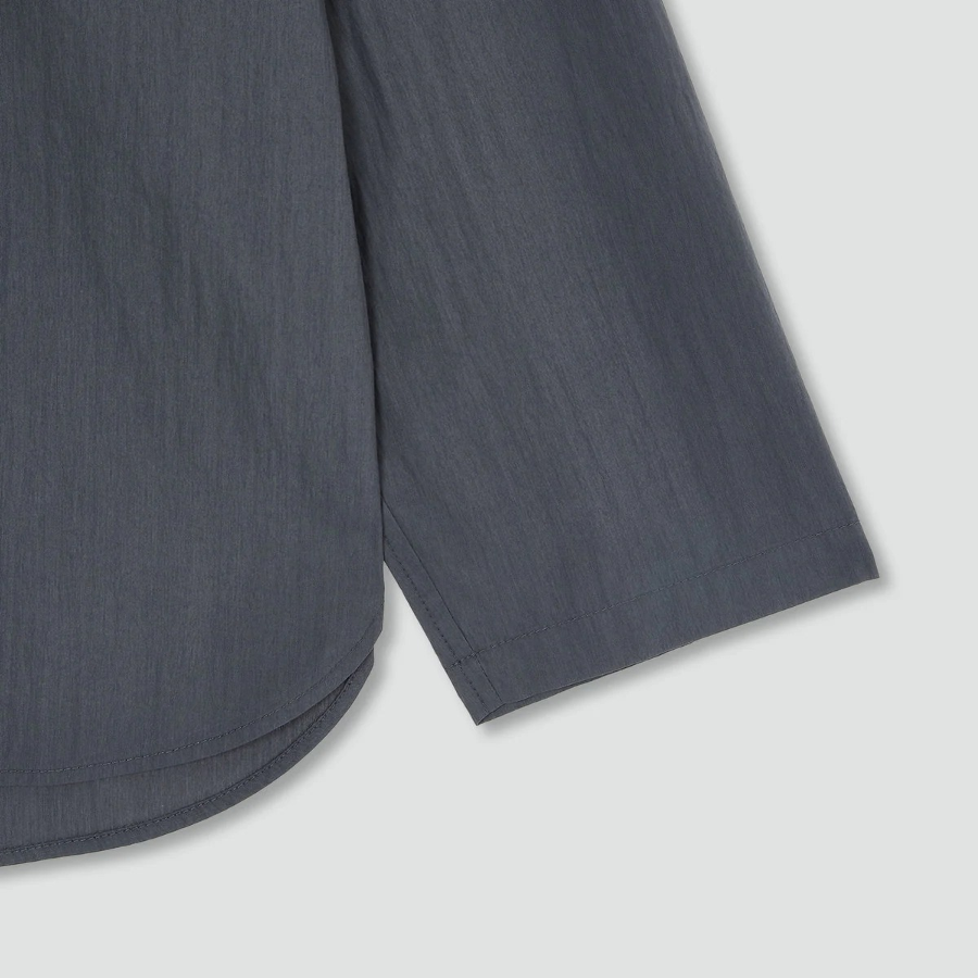 JAJU Crisp No-Collar Shirt – Charcoal