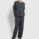 JAJU Crisp No-Collar Shirt – Charcoal