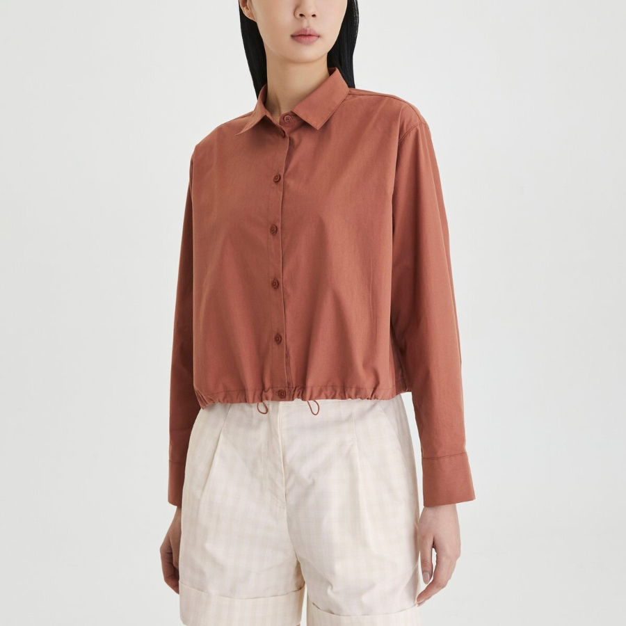 JAJU Structured Crisp Crop Shirt – Brick