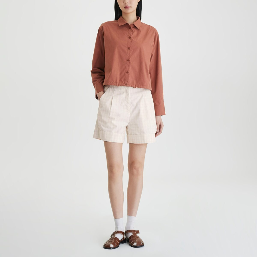 JAJU Structured Crisp Crop Shirt – Brick