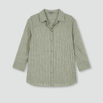 JAJU Linen Blended 7/10 Sleeve Shirt – Dark Khaki