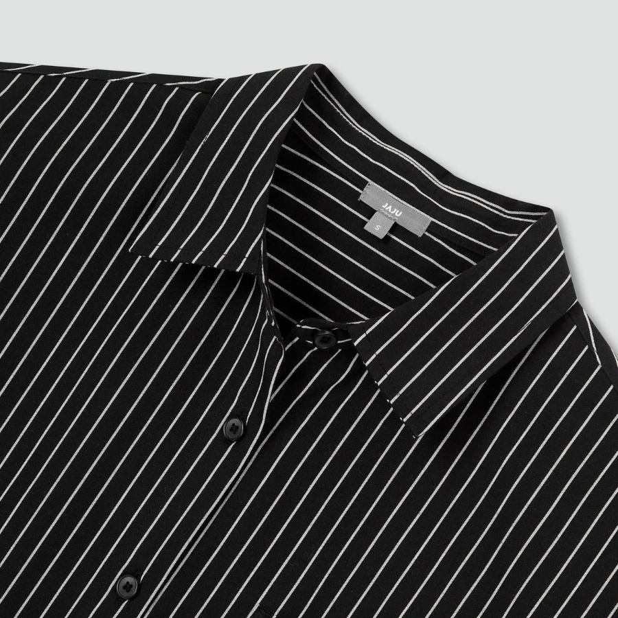 JAJU Structured Semi-Loose Fit Shirt – Jet Black