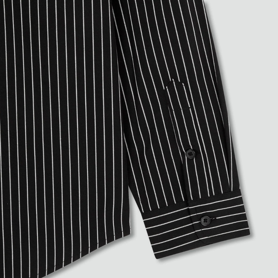 JAJU Structured Semi-Loose Fit Shirt – Jet Black