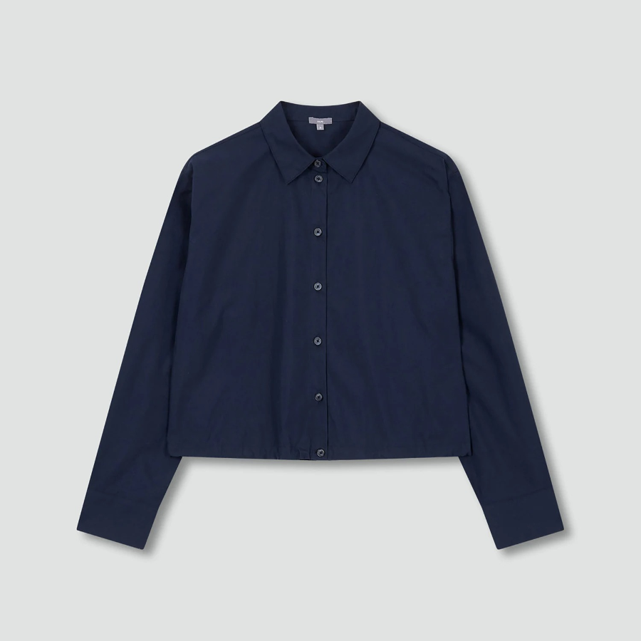 JAJU Structured Crisp Crop Shirt – Navy